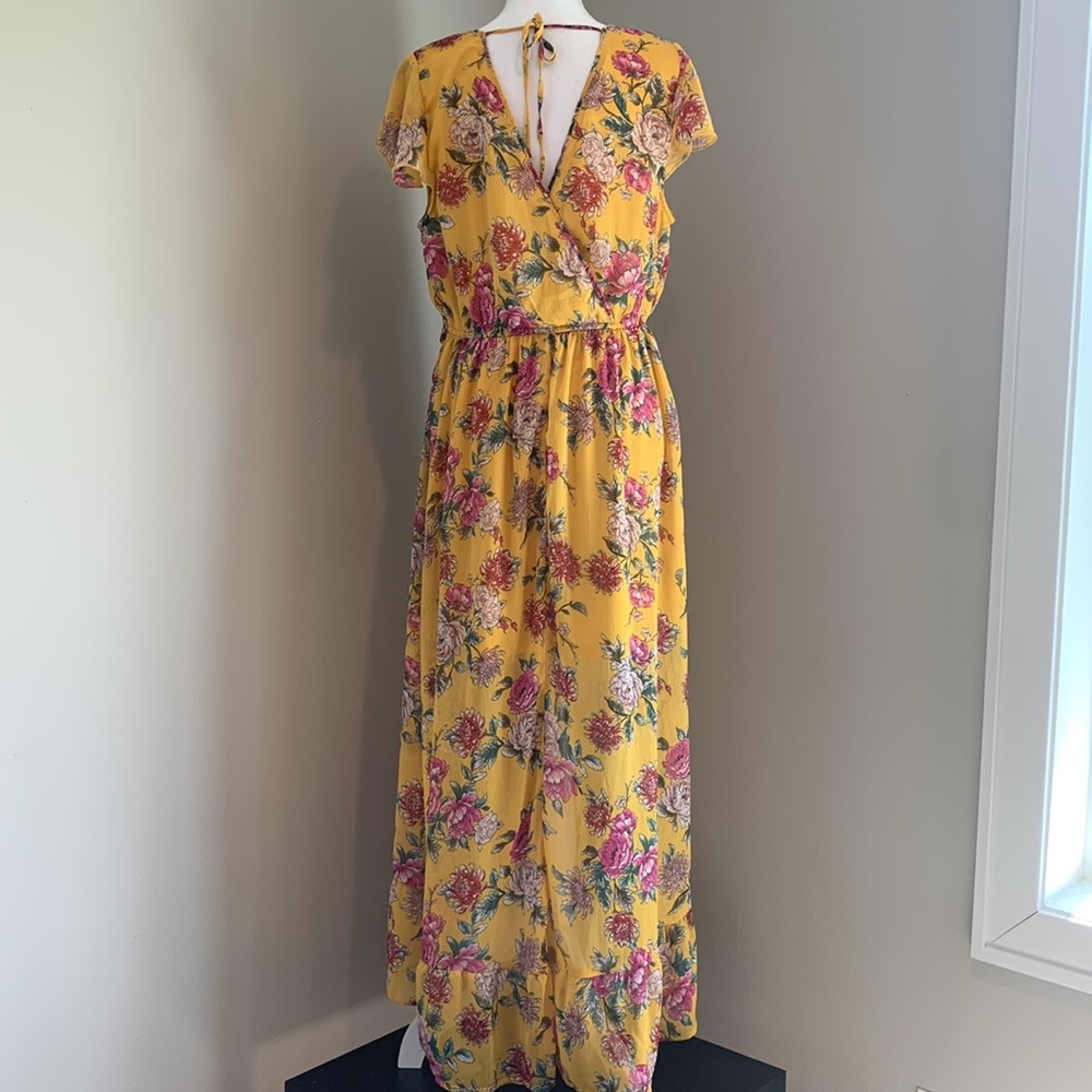 💐Band Of Gypsies Floral Faux Wrap Front Illusion Maxi Dress